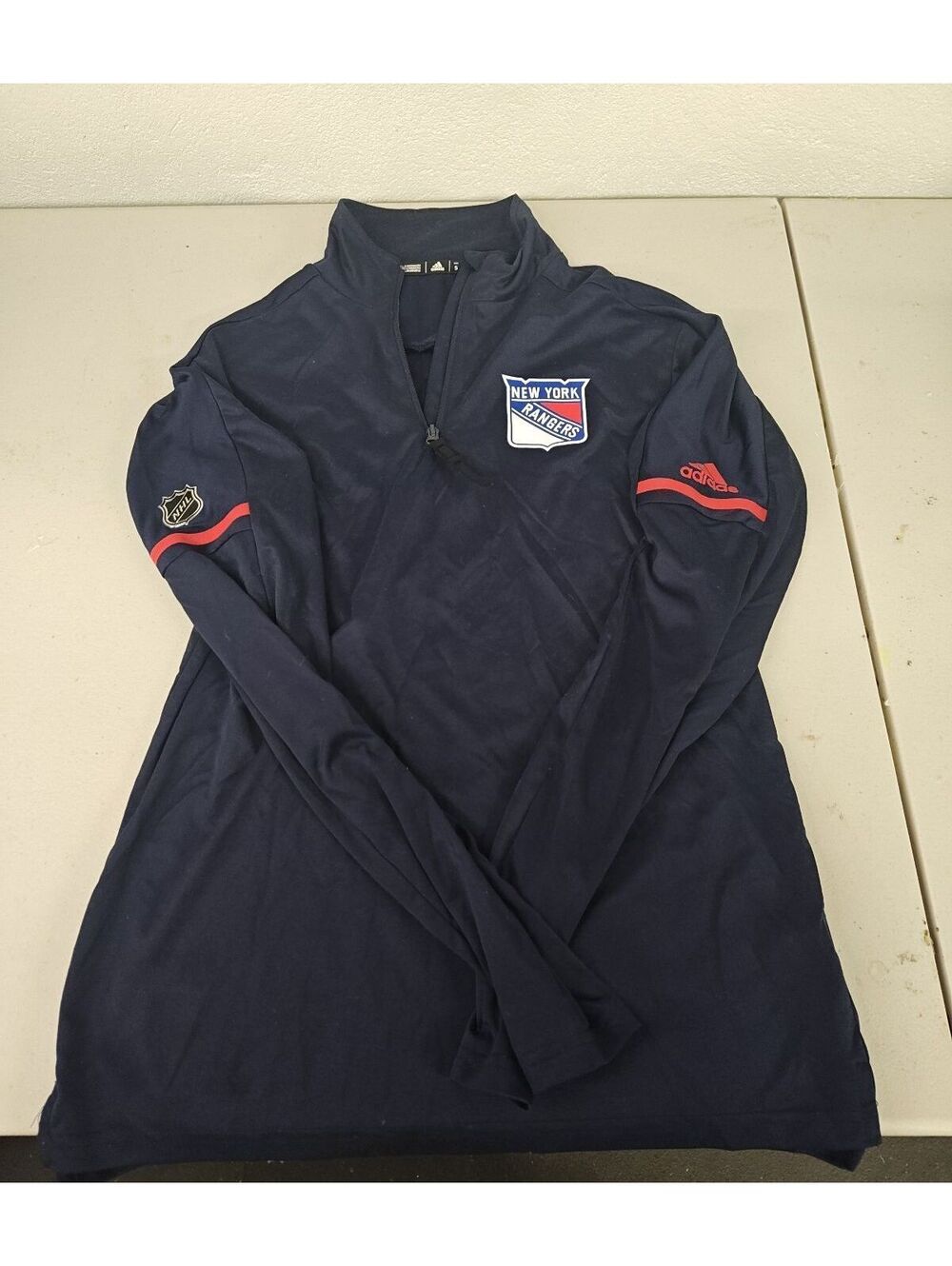 Adidas NY Rangers 1/4 Zip Pullover Mens Small Navy Climalite NHL Training Top